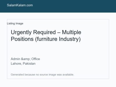Urgently Required – Multiple
