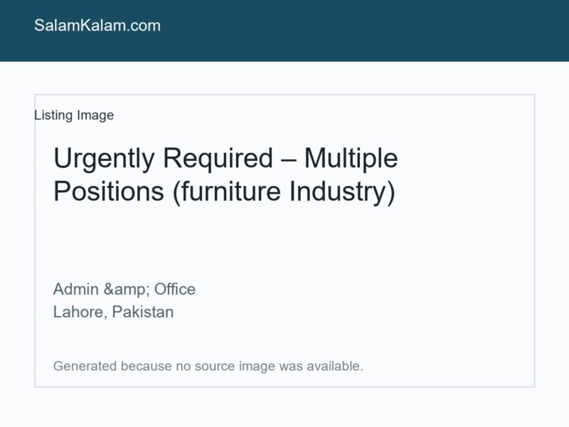 Urgently Required – Multiple
