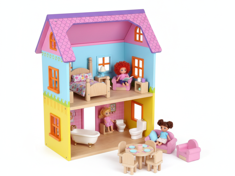 Deluxe Dollhouse Playset – 3 Floors, 6 Rooms with Furniture & Dolls