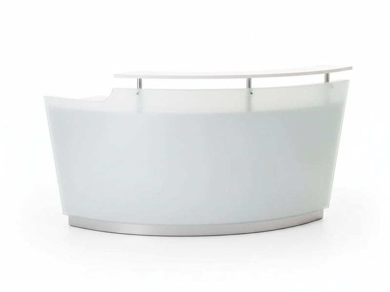 Reception Desk – Modern White Curved Front Counter for Office