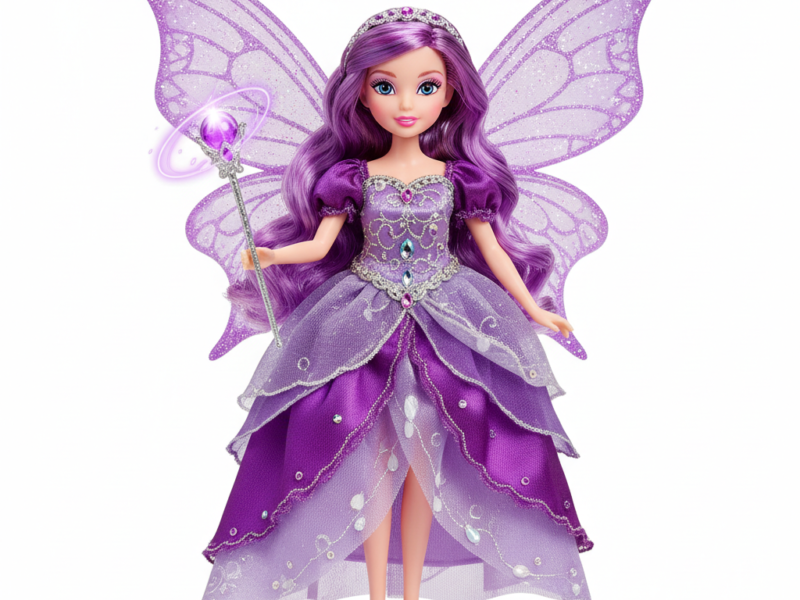Magic Fairy Doll with Wings – 28cm Glowing Wand & Purple Outfit