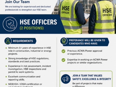 WE ARE HIRING – HSE OFFICERS