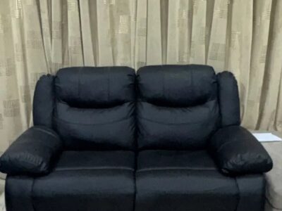 2 Seater Black Recliner Sofa