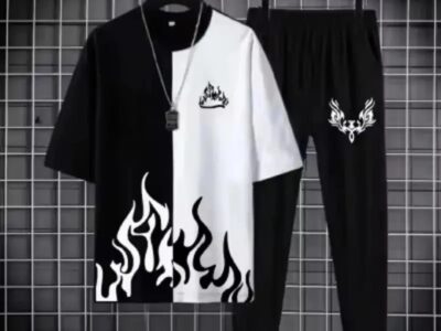 Black Flame Print Track Suit