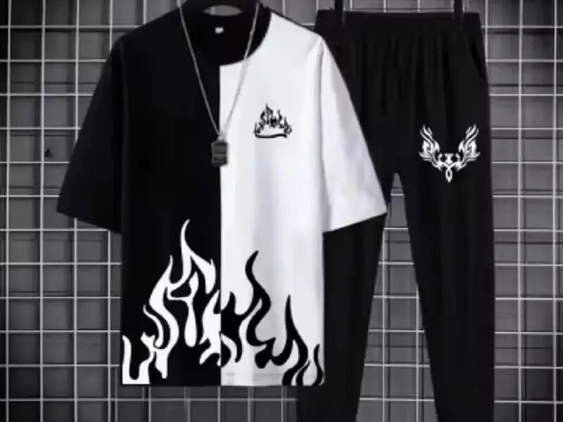 Black Flame Print Track Suit