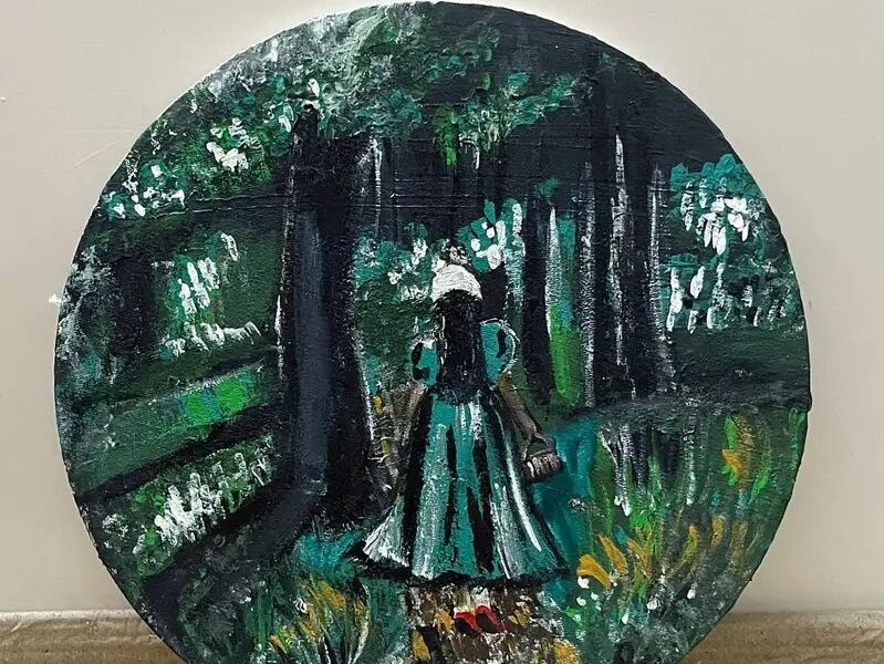 Girl in Garden 12x12