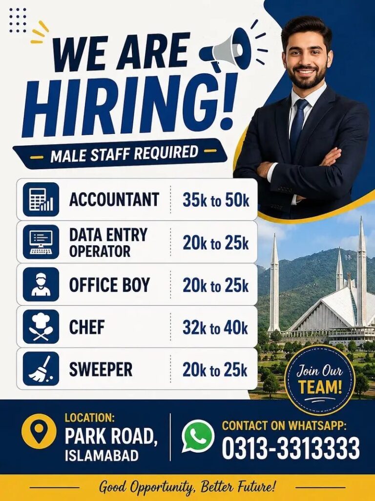 Hiring – Male Staff Required