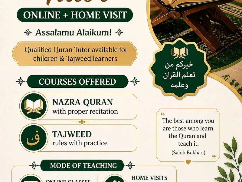 Online Quran Tutor Available
